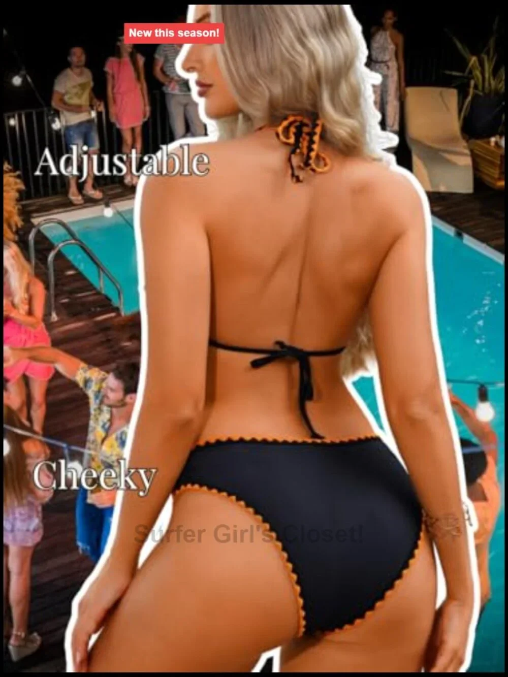 Sexy Halter Triangle Bikini Set with Charm, Cheeky Bottom, Stretchy Polyester